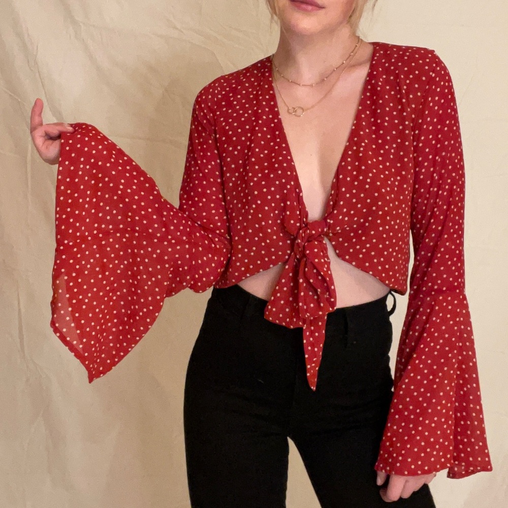 Summer crop tie up blouse with fun party sleeves